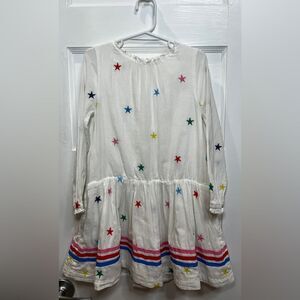 Mini Boden Embroidered Woven Dress-Ivory Stars. Size 5-6Y